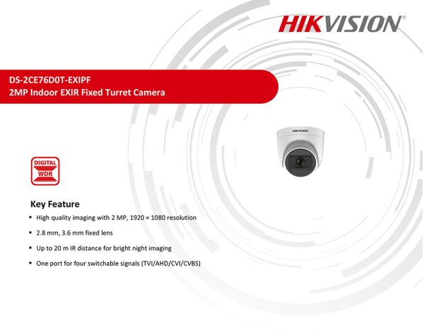 Hikvision DS-2CE76D0T-EXIPF 2 MP Indoor Fixed Turret Camera - Image 2